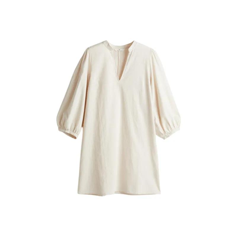 H&M Long-Sleeved Dresses Women's Natural White-0