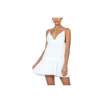 PRINCESS POLLY DIONNE MINI DRESS Slip Dresses Women's White/White