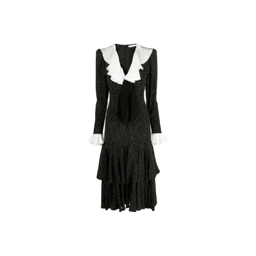 Alessandra Rich Ruffled Polka-dot Silk Midi Dress