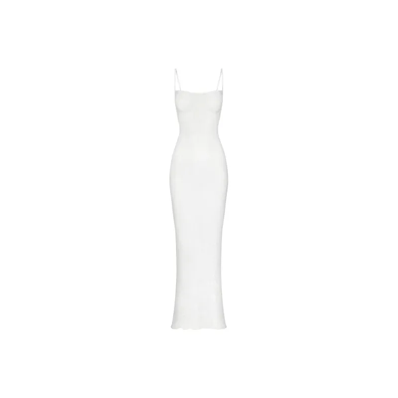 SKIMS ULTRA FINE LACE CAMI LONG DRESS Slip Dresses Women's MARBLE/Marble-0