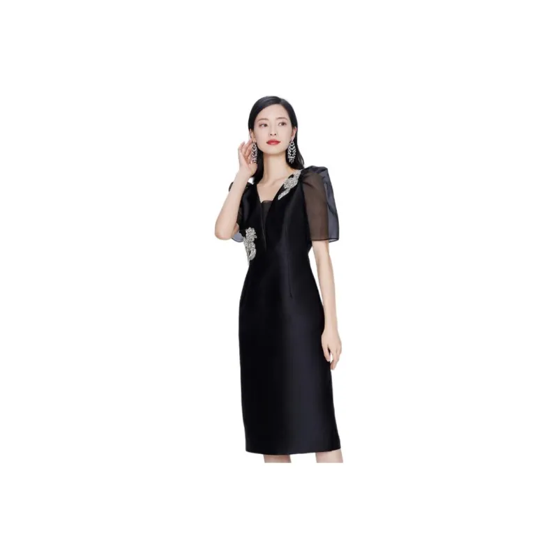 BBLLUUEE Short Sleeved Dress Women's Ink Black-0