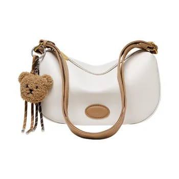 Narandu Synthetic Leather Dumpling Crescent Bag Shoulder Bag, Crossbody Bag Women's Ecru