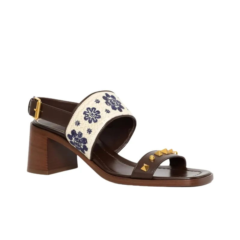Valentino Rockstud One Strap Sandals 6cm Women's Brown-2