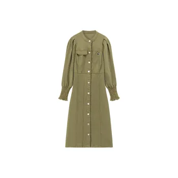 CHUU Long Sleeved Dresses Women's Gray Green