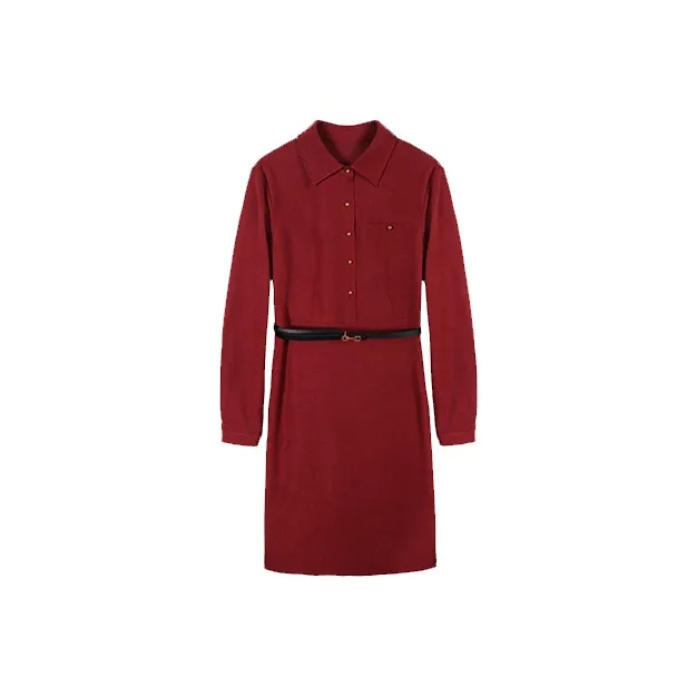 Still Quiet Long Sleeved Dress Women's Red-0