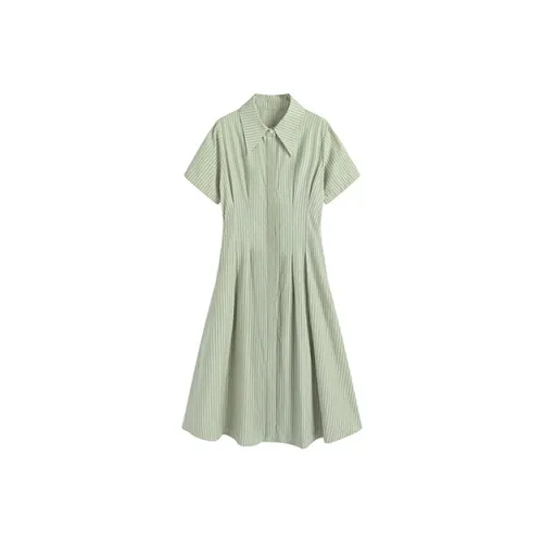 KING PRINCE Short Sleeved Dress Versatile Fashion Preppy Style Women's Green