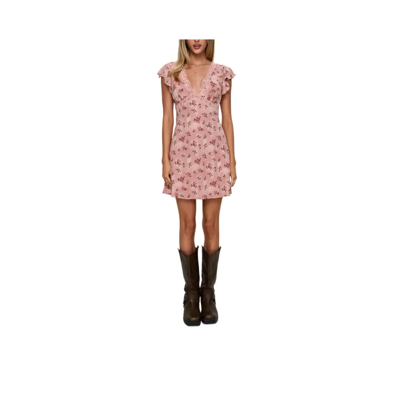 PRINCESS POLLY AURIANNA MINI DRESS Short Sleeved Dresses Women's Pink Floral/Pink Floral-0