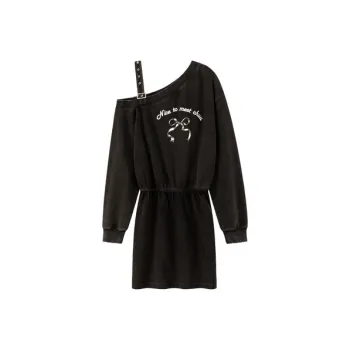CHUU Long Sleeved Dress Women's Black Gray