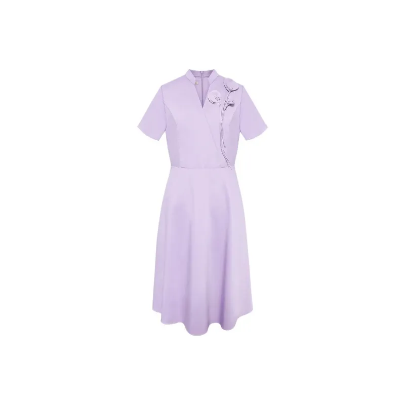 BBLLUUEE Short Sleeved Dress Women's Mist Purple-0