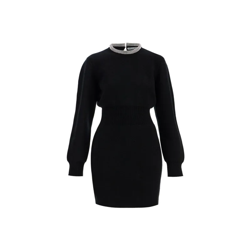 Alexander Wang Embellished-Neck Long-Sleeve Dress-0