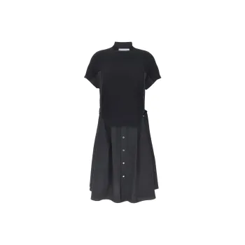 Sacai Short Sleeved Dresses Women's Black