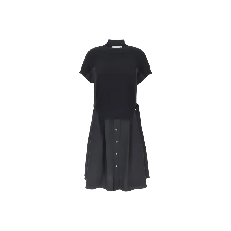 Sacai Short Sleeved Dresses Women's Black-0