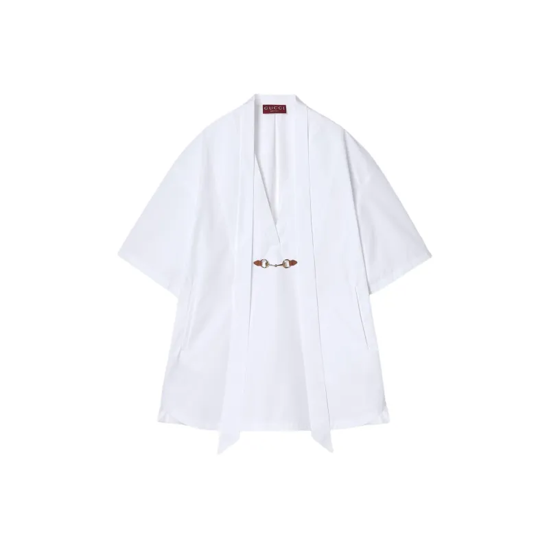 GUCCI Short Sleeved Dress Women's White-0