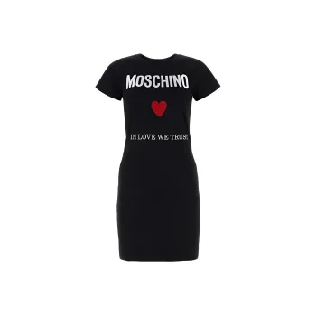 MOSCHINO Logo Embroidered Crewneck Mini T-Shirt Dress