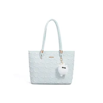 UNITE STAR PU Tote Bag, Shoulder Bag Women's Sea Salt Blue/Cherry Blossom Pink