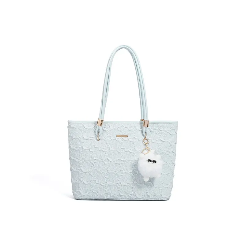 UNITE STAR PU Tote Bag, Shoulder Bag Women's Sea Salt Blue/Cherry Blossom Pink-0