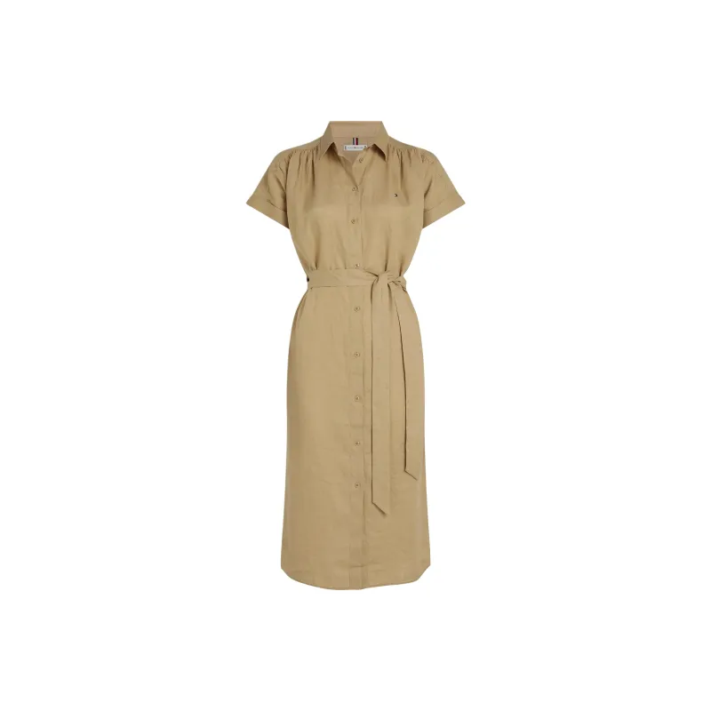 Tommy Hilfiger Short Sleeved Dress Women's Camel-0