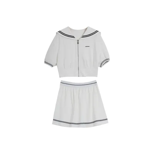 SETIROM Two Piece Skirt Sets Women's White