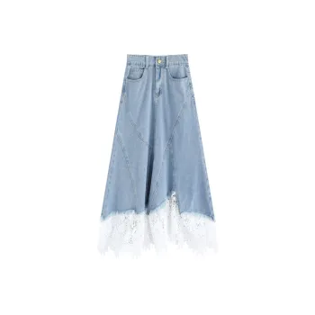 Garbege Denim Long Skirts Women's Blue