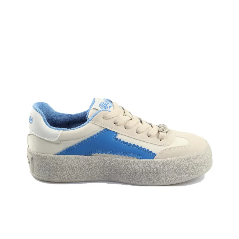 Buffalo Low Top Skateboard Shoes Unisex Beige Blue-1