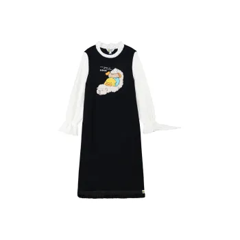 B.Duck Long Sleeved Dresses Women's Black White