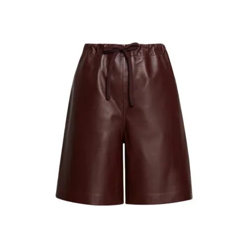 SCANLAN THEODORE Leather Short Casual Shorts Women's Aubergine/Eggplant Purple