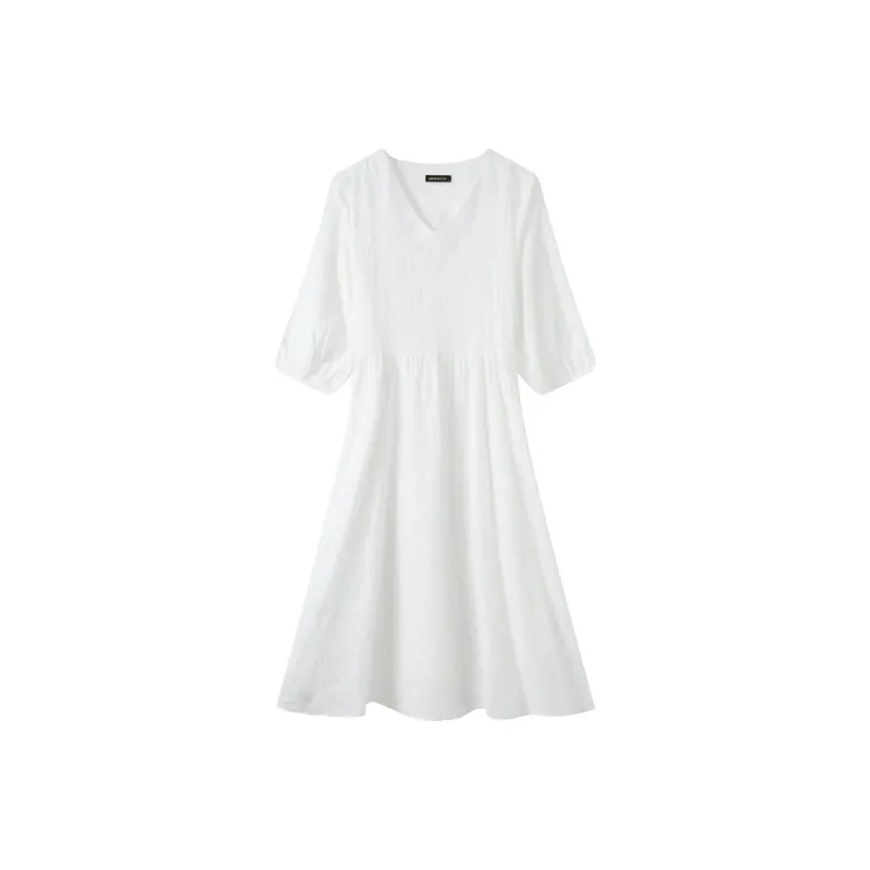 MRR&CO. Short Sleeved Dress Women's White-0