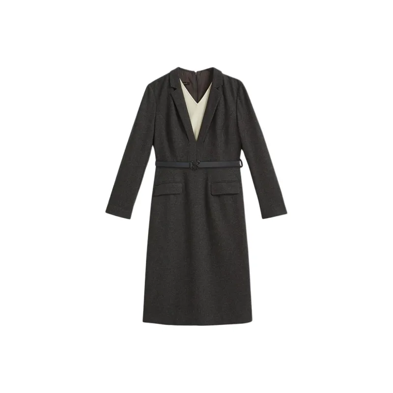 Yiner Long Sleeved Dress Women's Carbon Gray-0
