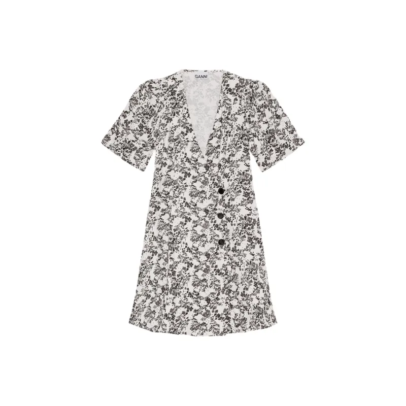 GANNI Floral print Wrap Minidress-0
