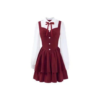 Blovelan Long Sleeved Dresses Women's Garnet Red