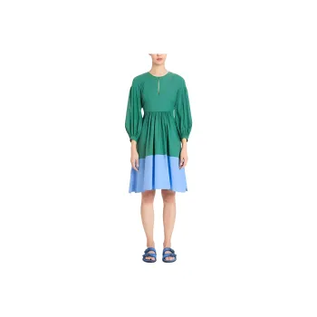 MaxMara Long Sleeved Dresses Women's Blue Green Multicolor