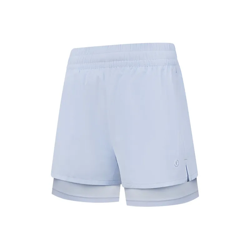 QIAODAN Casual Shorts Women's Lightweight Transparent Blue-0