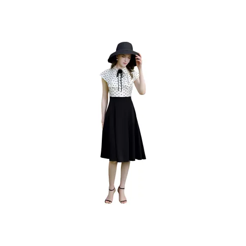 Anmani Sleeveless Dress Women's Black White