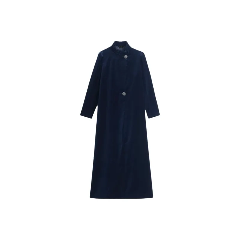 ZARA Kate Moss Collaboration Long-Sleeved Dresses Women's Blue-0
