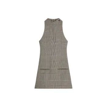 COURREGES Sleeveless Prince Of Wales A-Line Dress