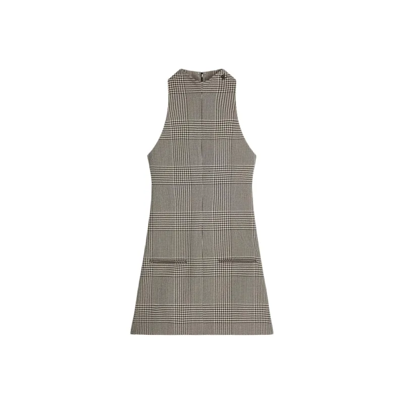 COURREGES Sleeveless Prince Of Wales A Line Dress-0
