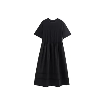 Initial Language Short Sleeved Dresses Women's