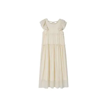 XIAOJUCHUANLI Short Sleeved Dress Women's Apricot