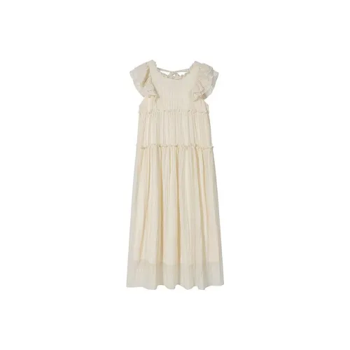 XIAOJUCHUANLI Short Sleeved Dress Women's Apricot
