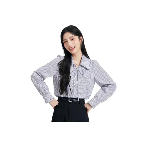 Dajia Poetry Shirts Women's Black White Stripes