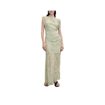 MANGO Short Sleeved Dress Women's Light Green