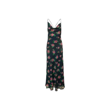Rotate Flower Printed Chiffon Maxi Slip Dress