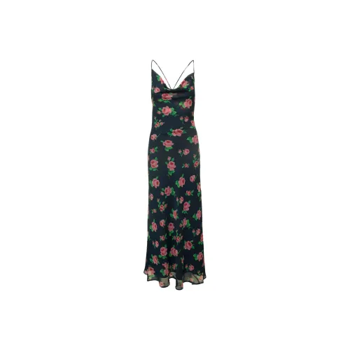 Rotate Flower Printed Chiffon Maxi Slip Dress
