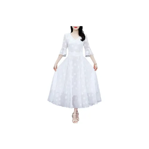 AHDO Short Sleeved Dress Women's White