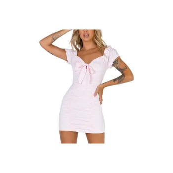 PRINCESS POLLY BACK TO PARIS MINI DRESS Short-Sleeved Dresses Women's PINK/Pink
