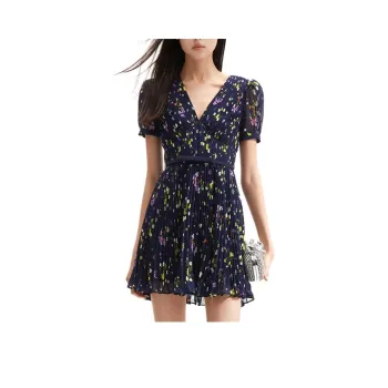 Self portrait Short Sleeved Dress Women's Blue Floral