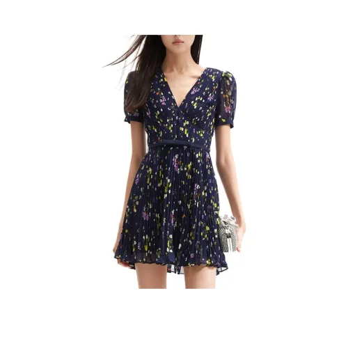 Self portrait Short Sleeved Dress Women's Blue Floral