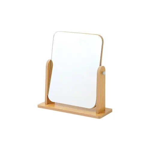 JIXUAN HD Wooden Desktop Portable Rotating Mirror Vanity Table Make Up Mirrors