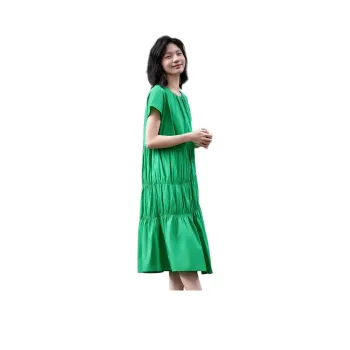 【dme】 Short-Sleeved Dresses Women's Grass Green