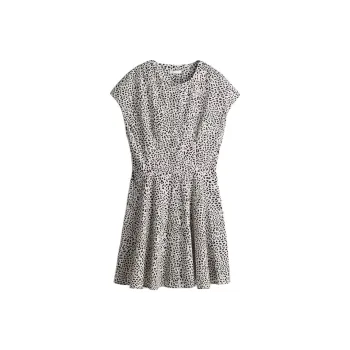 H&M Short Sleeved Dress Women's White/Leopard Print